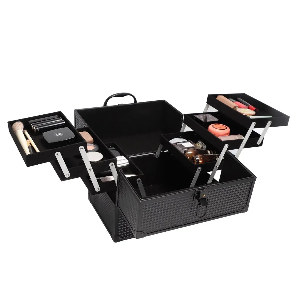 Makeup Train Case Cosmetics Organizer Matte Black