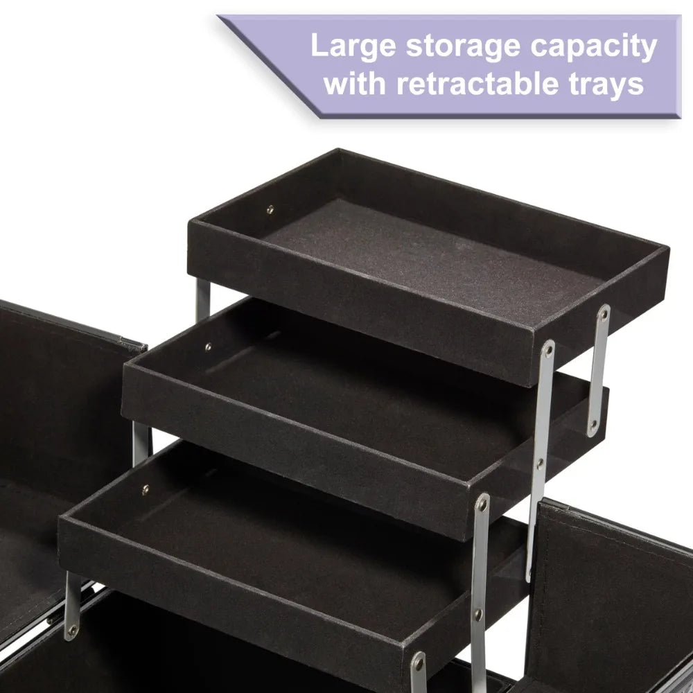 Makeup Train Case Cosmetics Organizer Matte Black